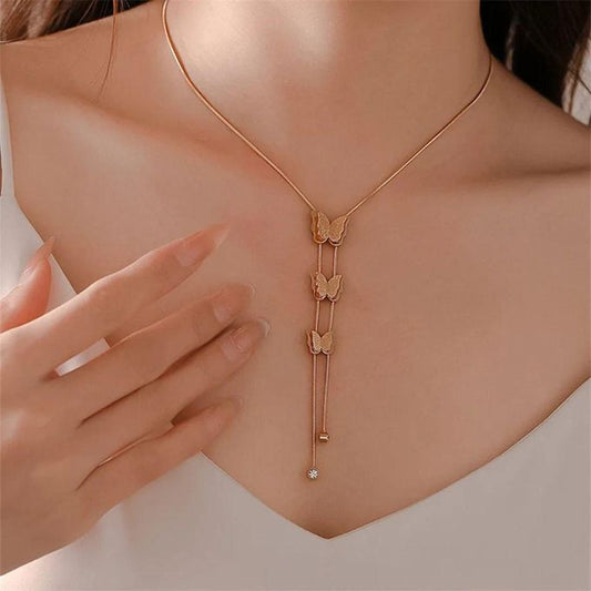 Elegant Butterfly Chain Necklace – Korean Style Necklace