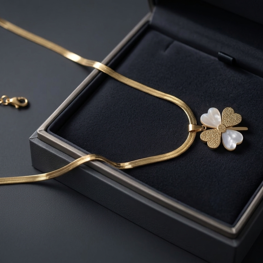 Luxury Clover Necklace – Minimal Korean Style Pendant